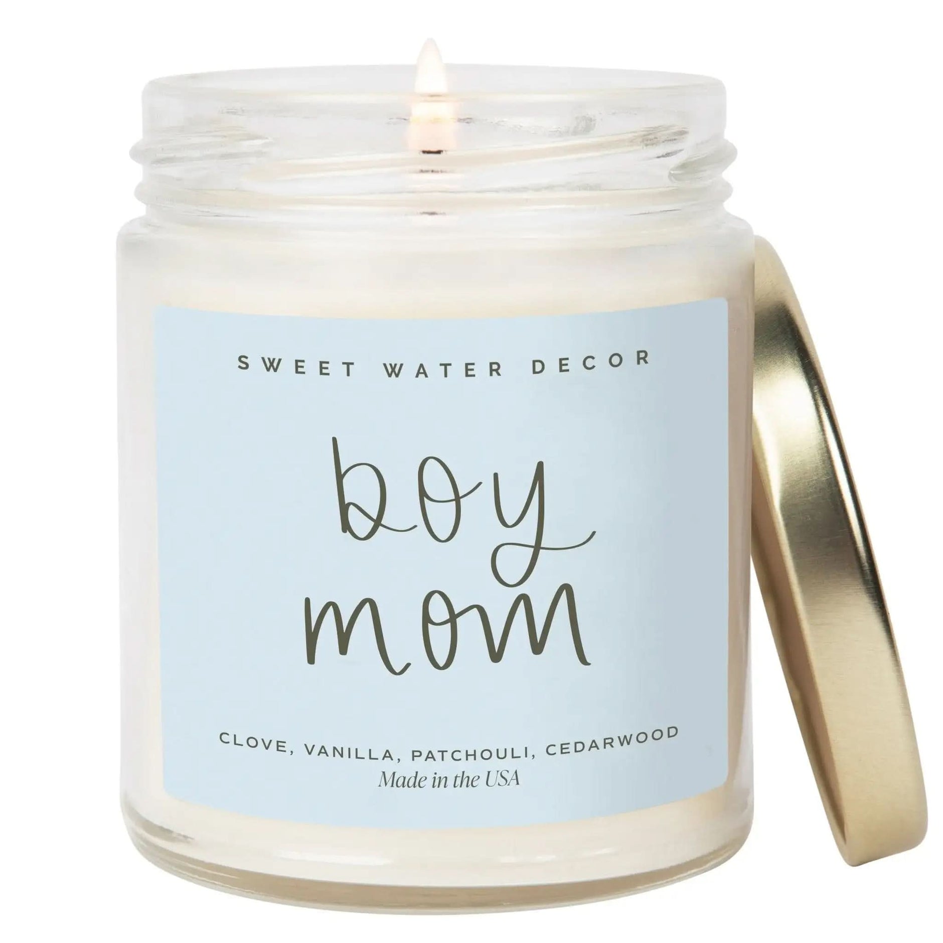 Boy Mom Soy Candle - Clear Jar - 9 oz (Palo Santo Patchouli) - SwagglyLife Home & Fashion